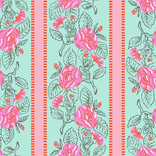 Grandmillennial roses pink mint