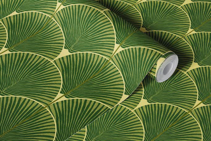 Japandi palms tropical greenwallpaper roll