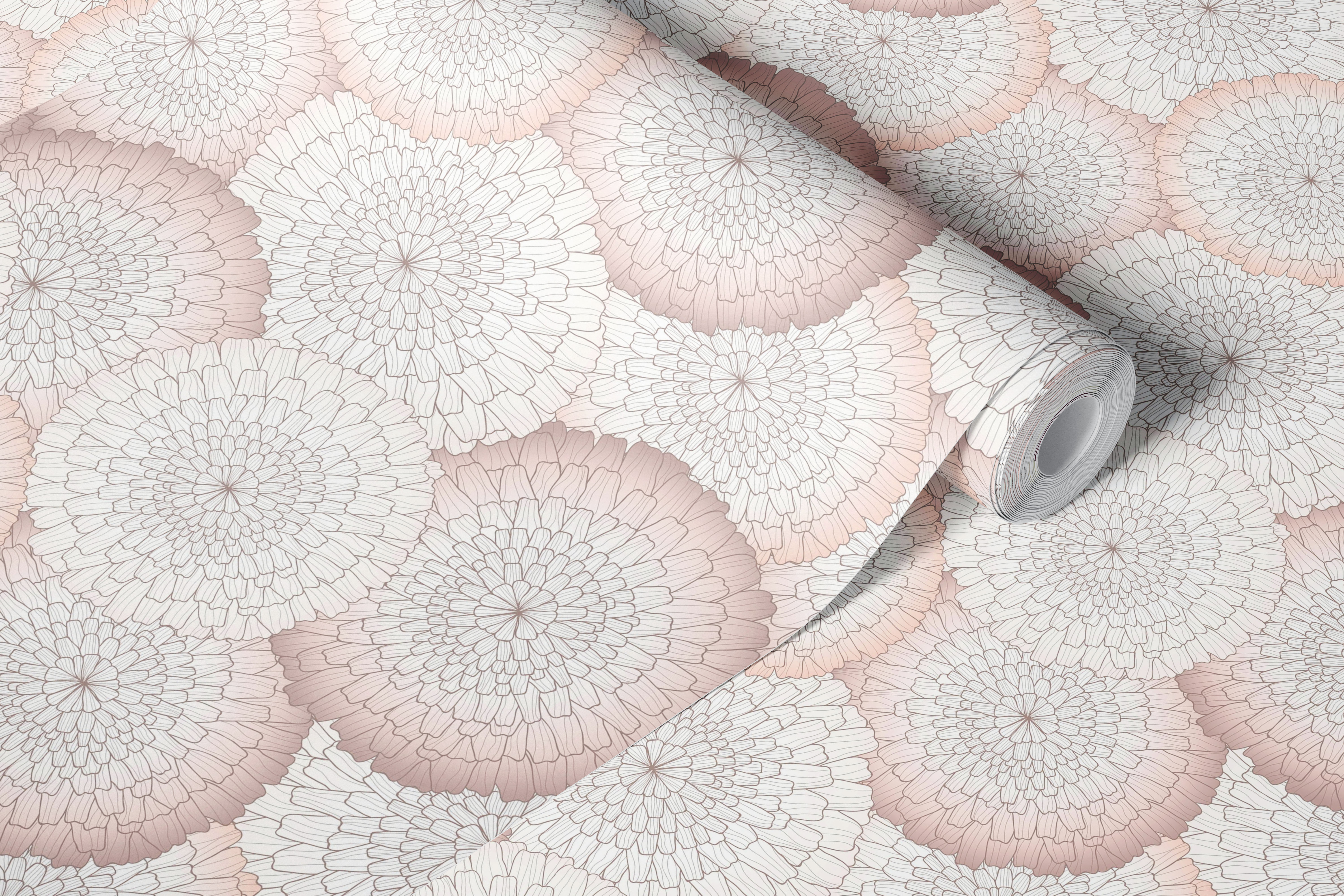 Line flowers wallpaper in a room