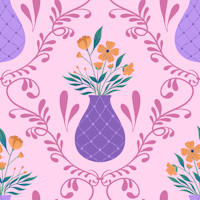 French Country Floral on Pink tapet