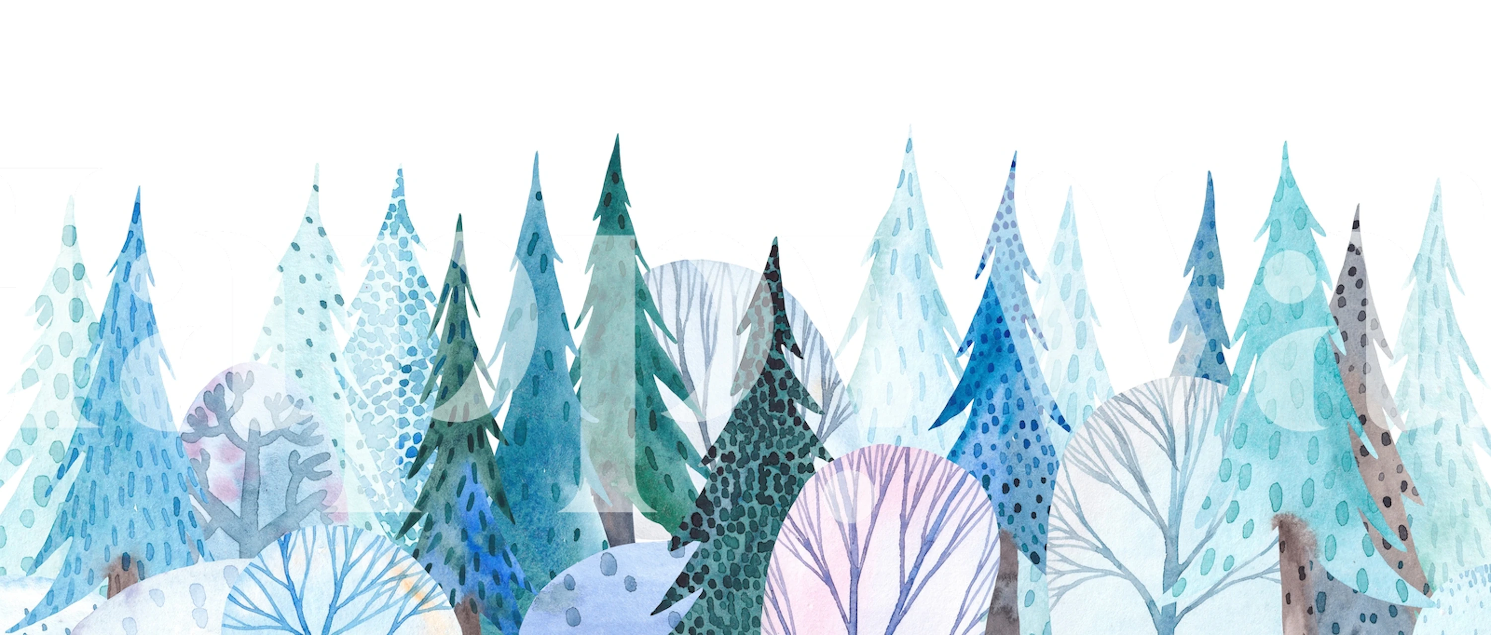 Magical winter forest wallpaper in a room