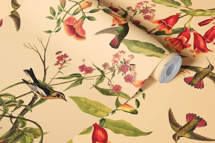 Hummingbirds Antique Floralwallpaper roll