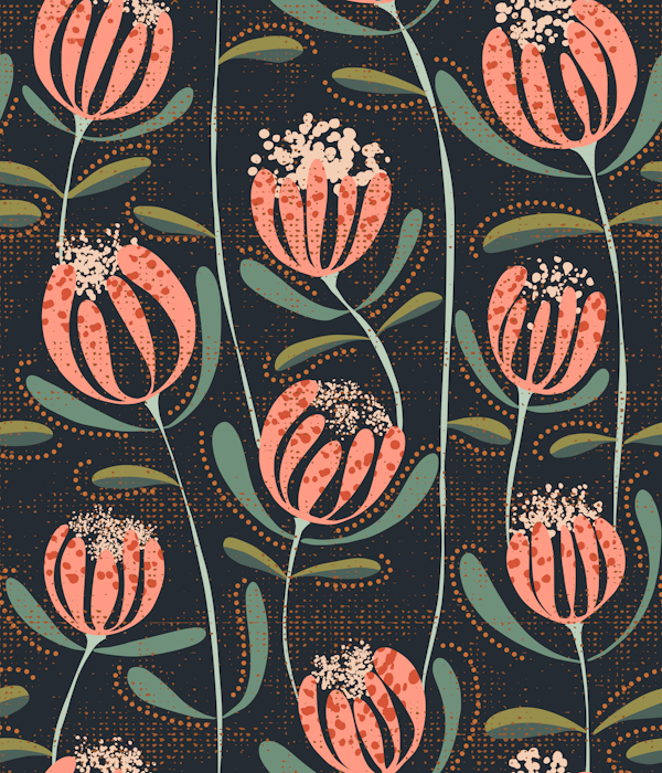 Floating skandi flowers dark blue