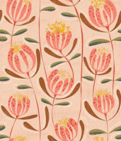 Floating skandi flowers peachy shades wallpaper