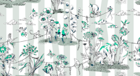 Whimsical Jungel Party water blue turquoise - L ταπετσαρία
