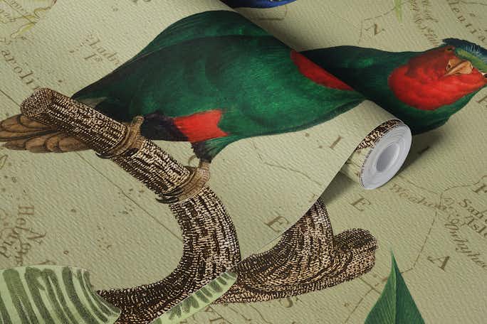 Exotic Parrots Jungle Landscapewallpaper roll