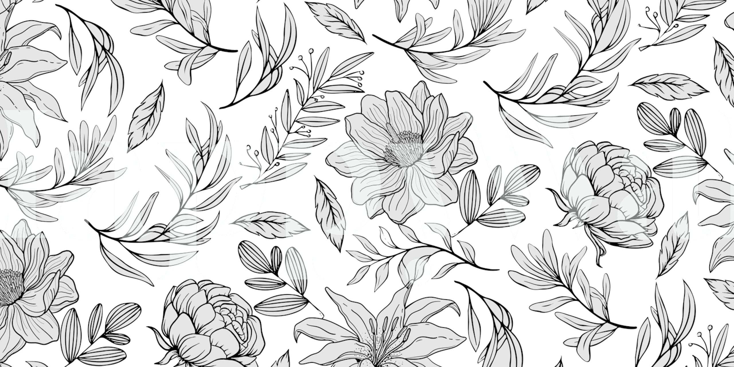 Spring Nature Black Design De Papier Peint Floral