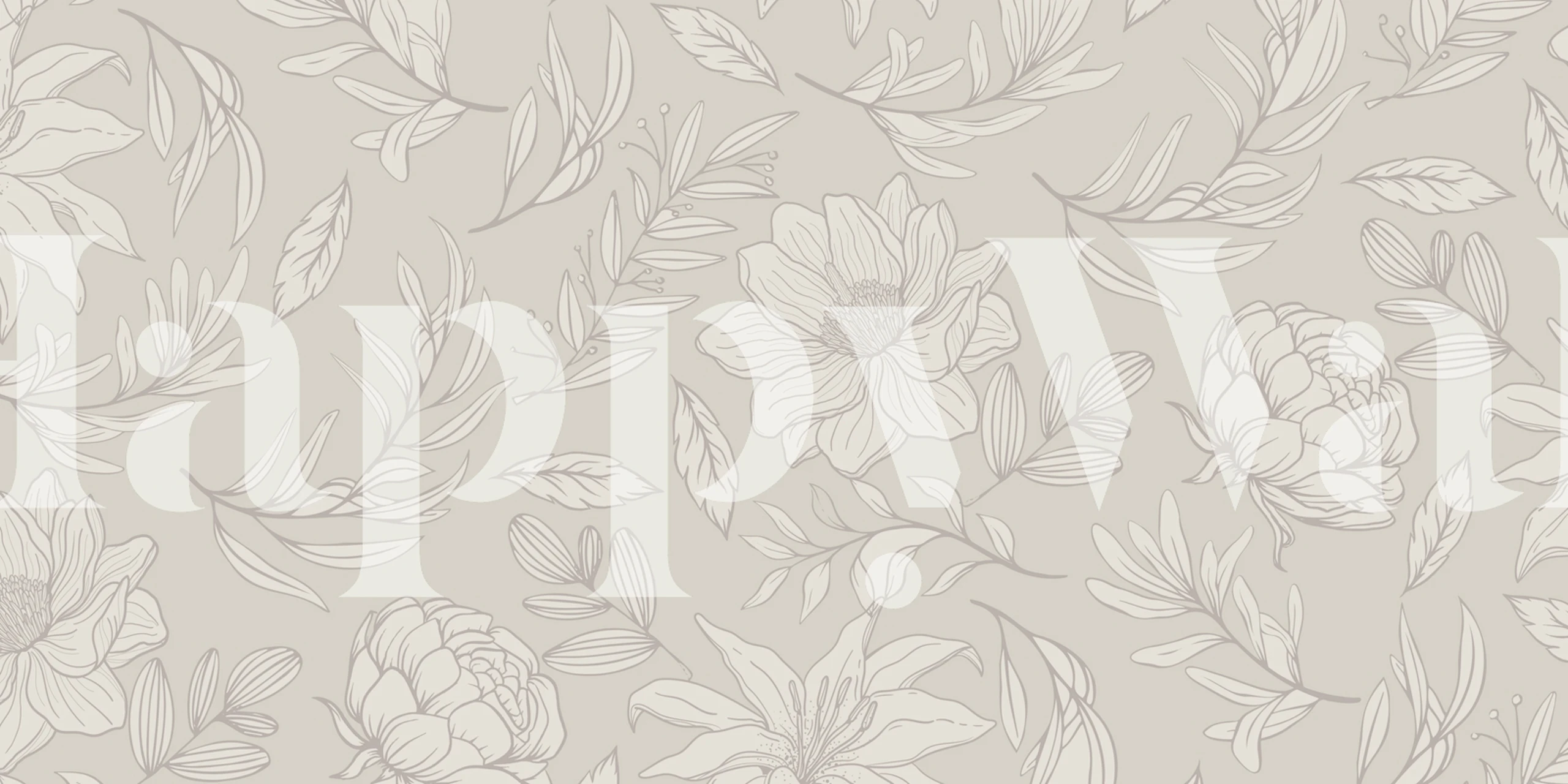 papel de parede floral Spring Nature Nude em um quarto