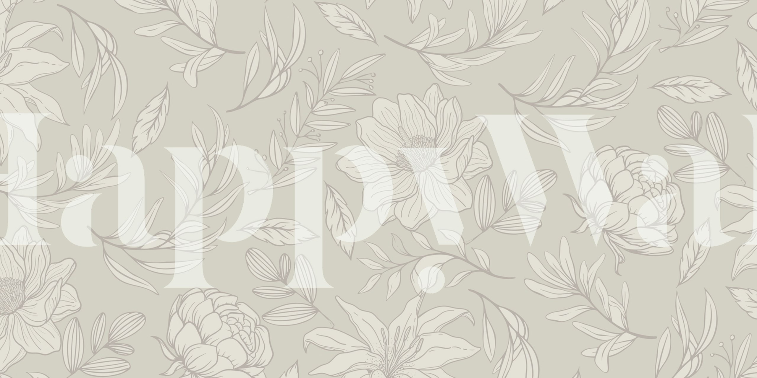 Spring nature nude floral wallpaper in a room