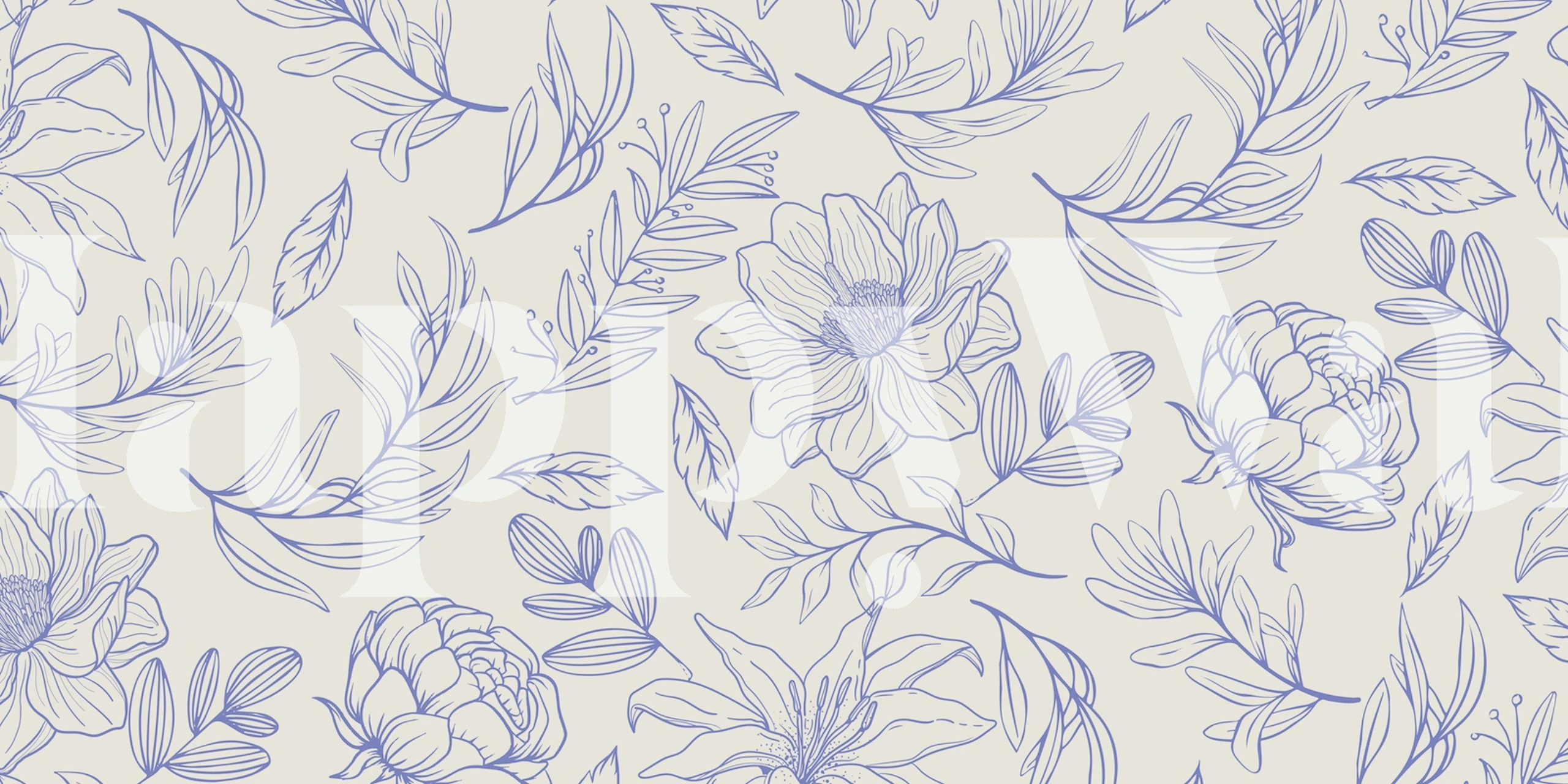 Spring Nature Blue Papel Pintado Floral En Una Habitación