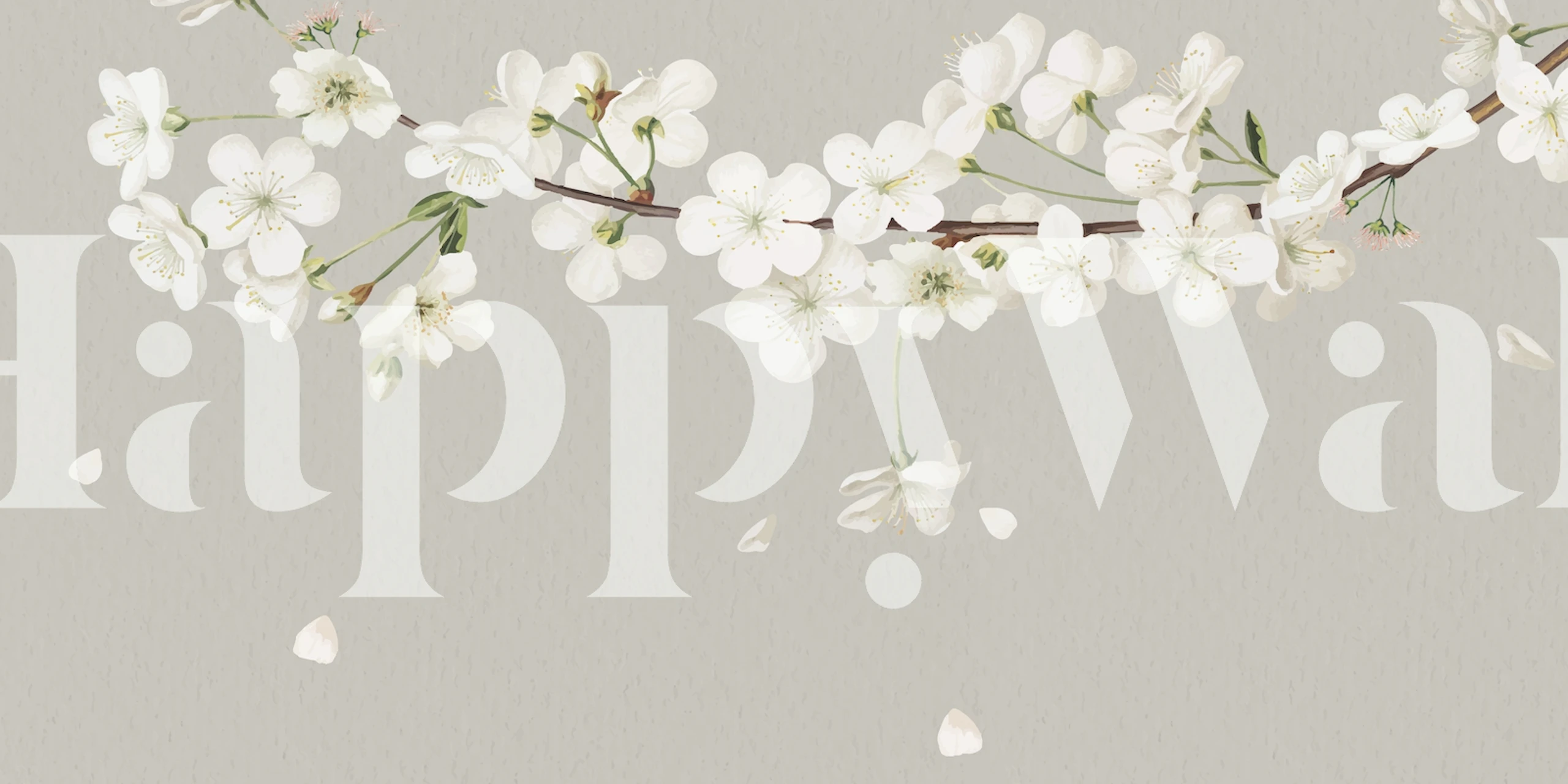 Fotomural flores blancas de primavera sobre un fondo nude