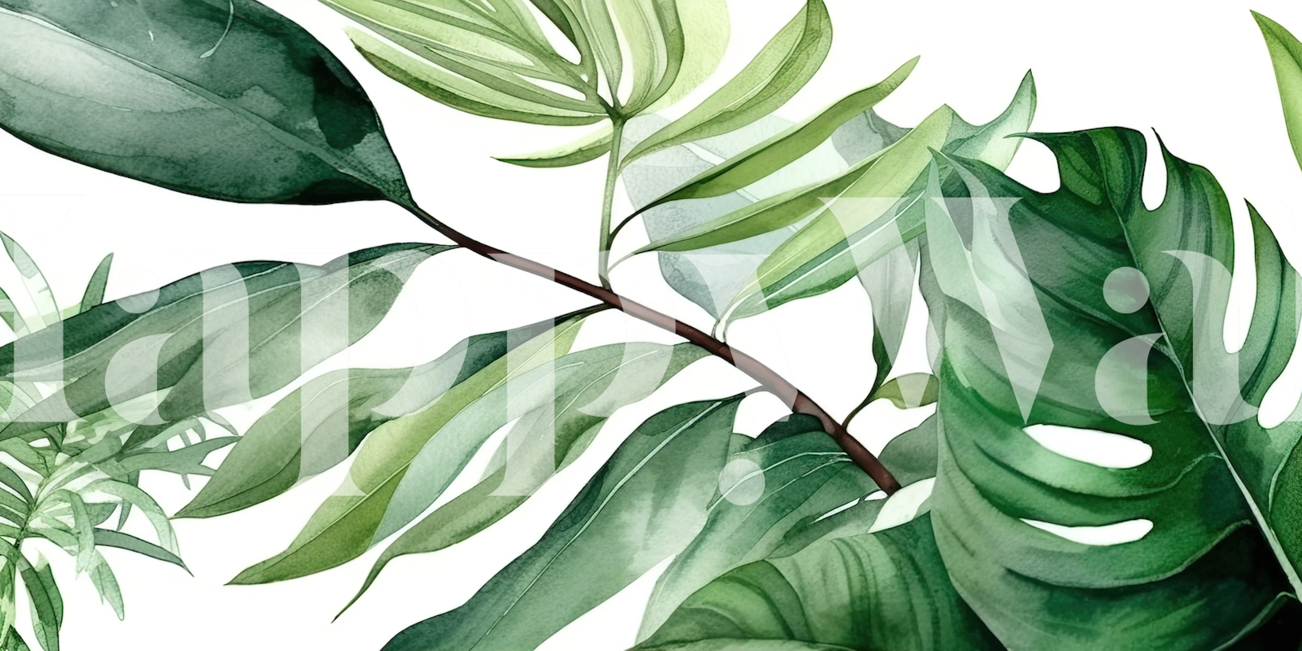 Foliage Wallpaper Displayed In A Room