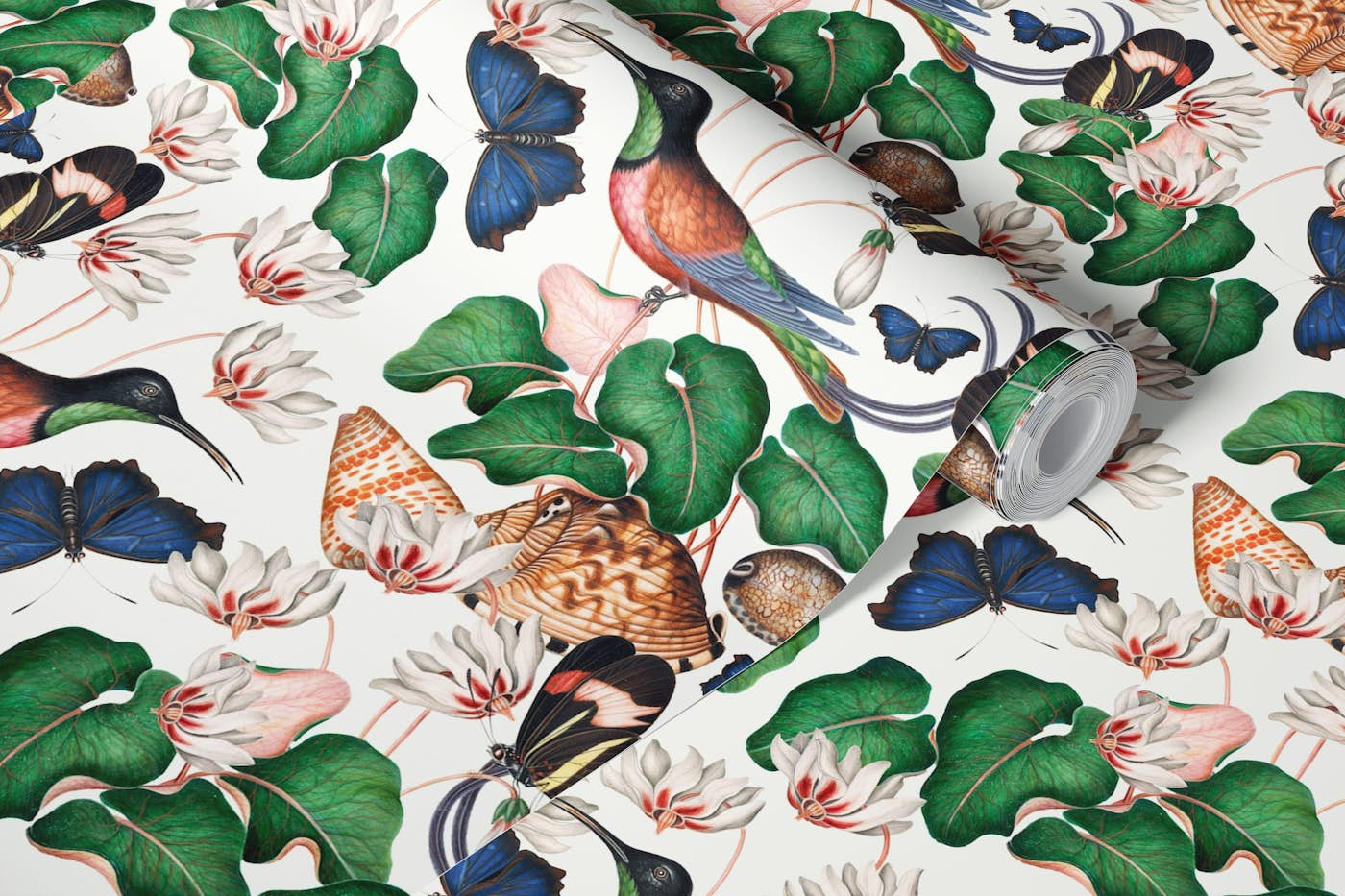 Exotic Vintage Hummingbird Jungle wallpaper roll