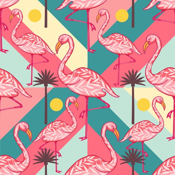 Retro tropical flamingo