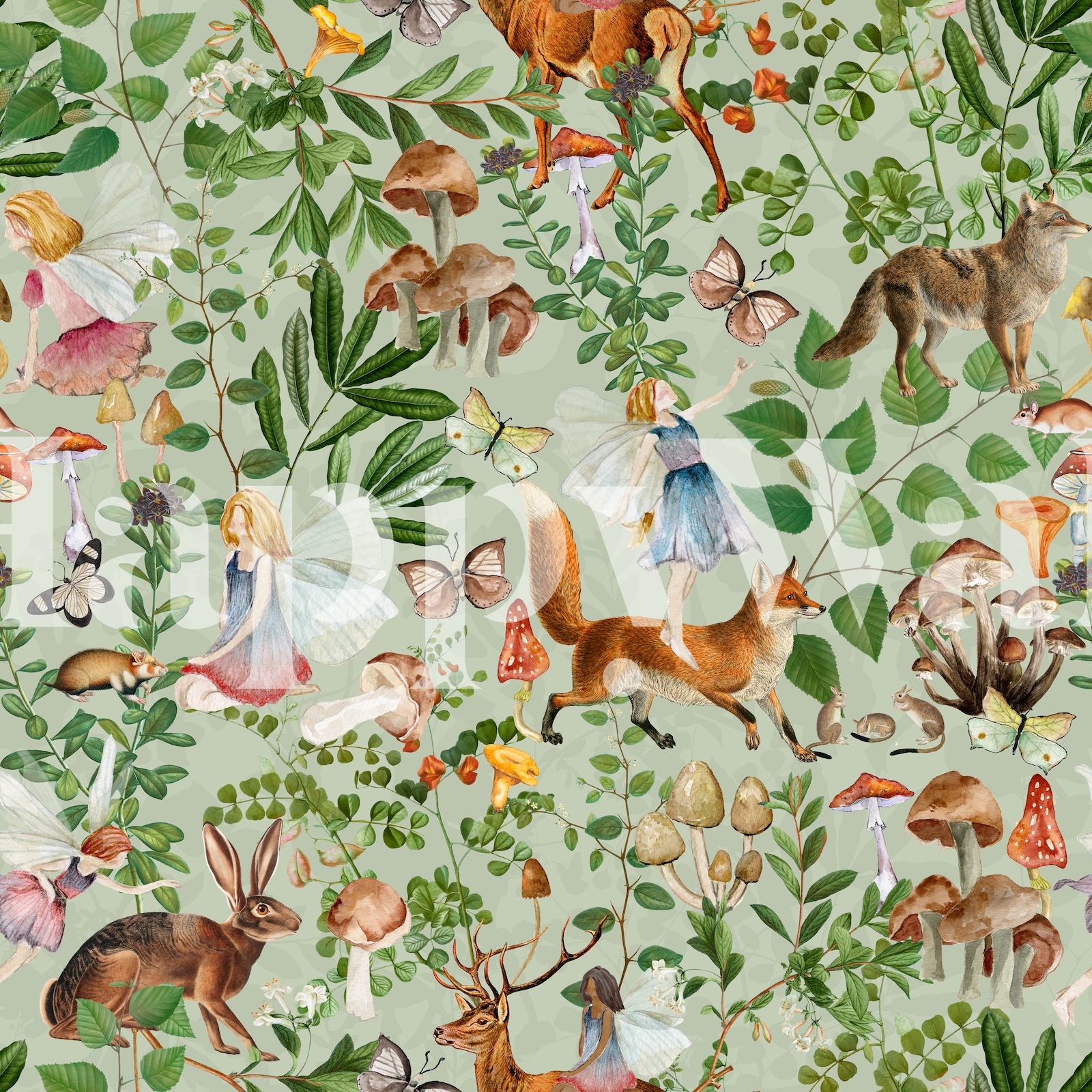 Enchanted Fall Fairy Wild Forest Pattern Wallpaper | Happywall