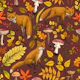Autumn foxes on chocolate brown