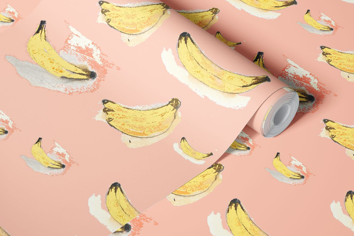 Pink bananas wallpaper roll