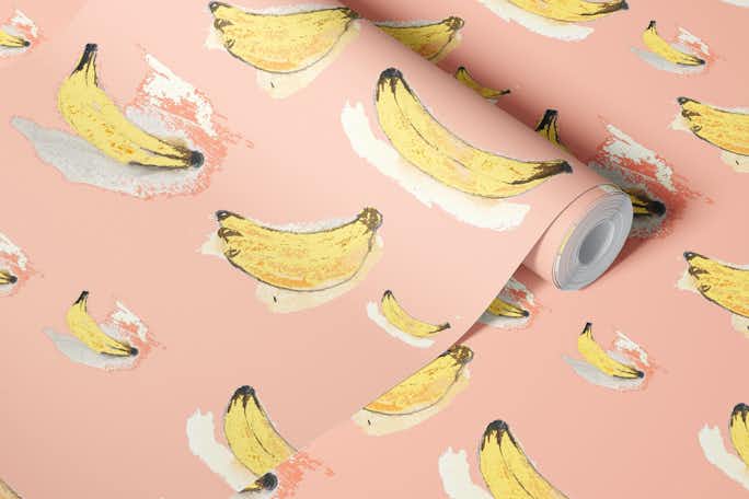 Pink bananaswallpaper roll