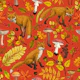 Autumn foxes on red