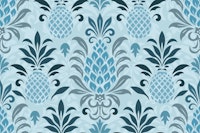 Modern Monochrome Pineapple Damask Teal Blue wallpaper