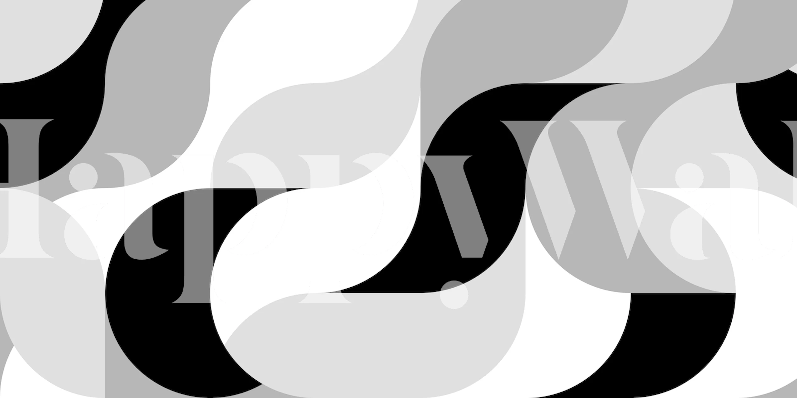 Geometric black and white patterned wallpaper in mid-century modern style