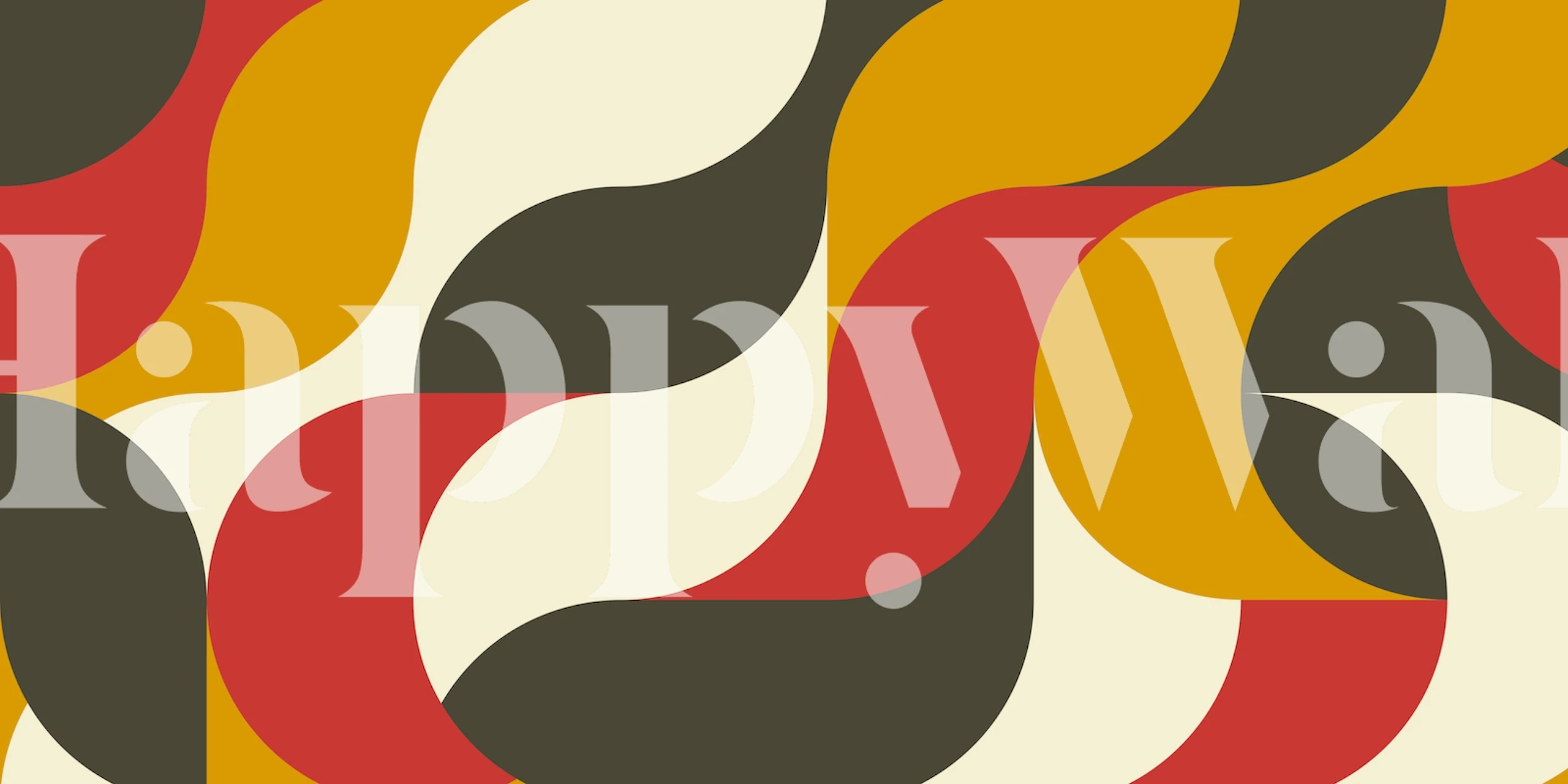 Mid Century Munich wall mural with abstract swirls in earth tones