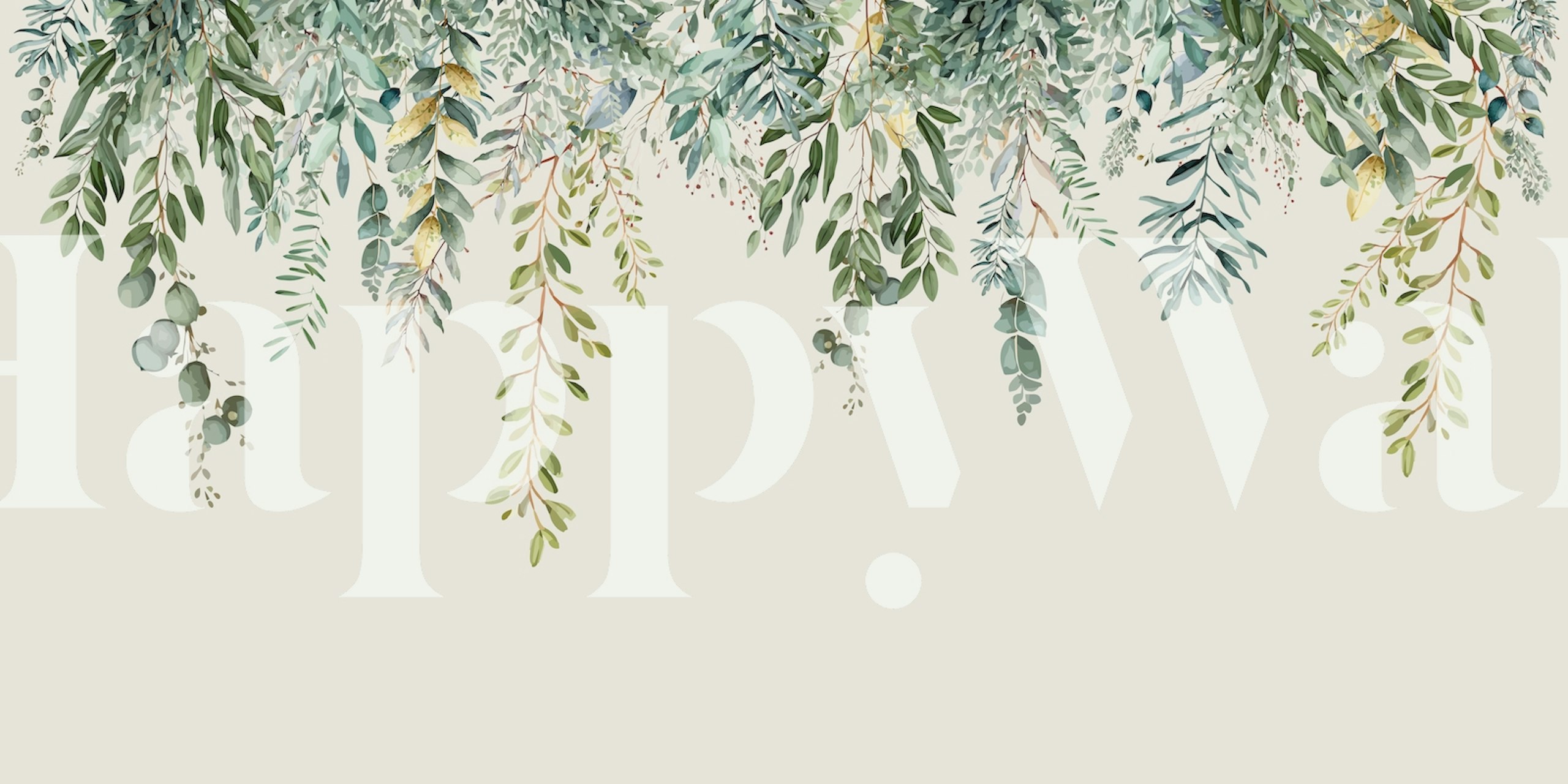 Green botanical leaves on a light background wallpaper