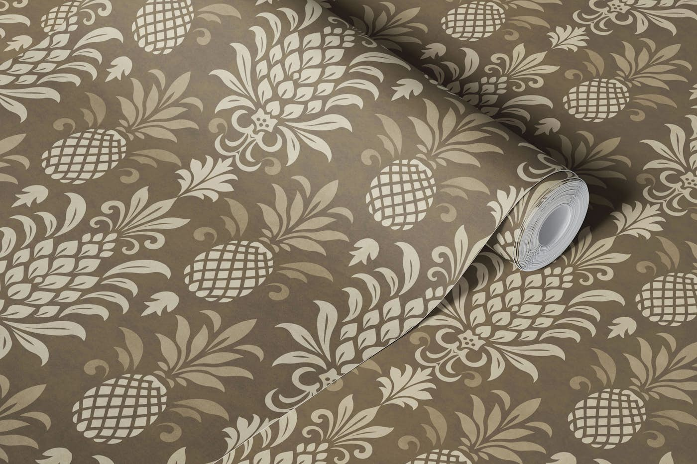 Modern Monochrome Pineapple Chic Textured Brown Beige wallpaper roll