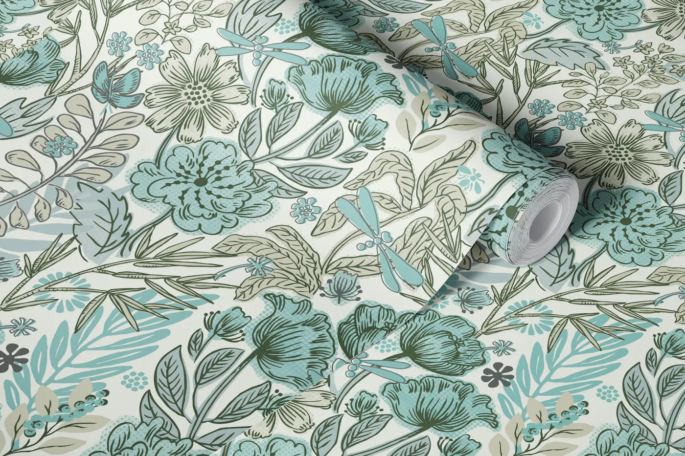 Neutral Boho Wildflowers wallpaper roll