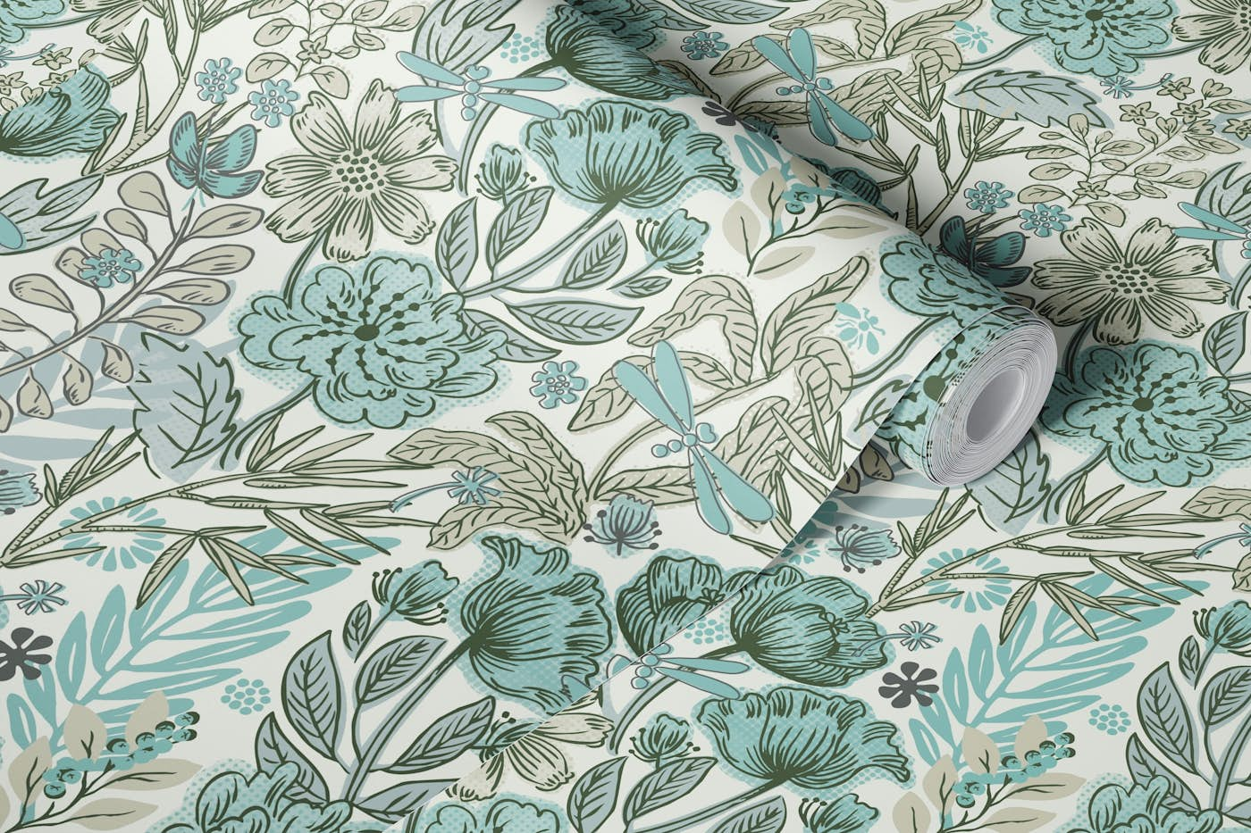 Wildflower neutral grey beige wallpaper roll