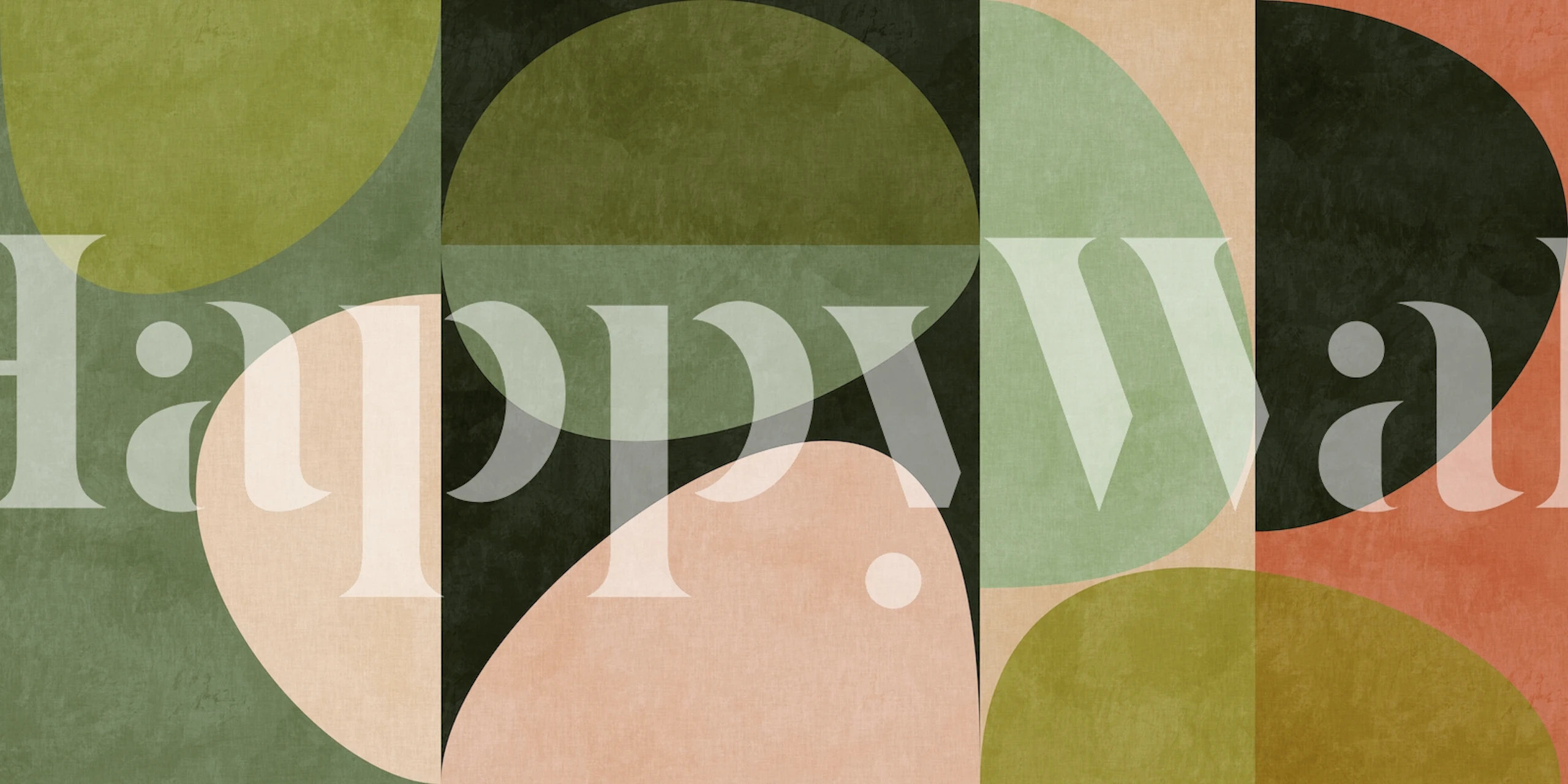 Sage green geometric abstract tapetti huoneessa