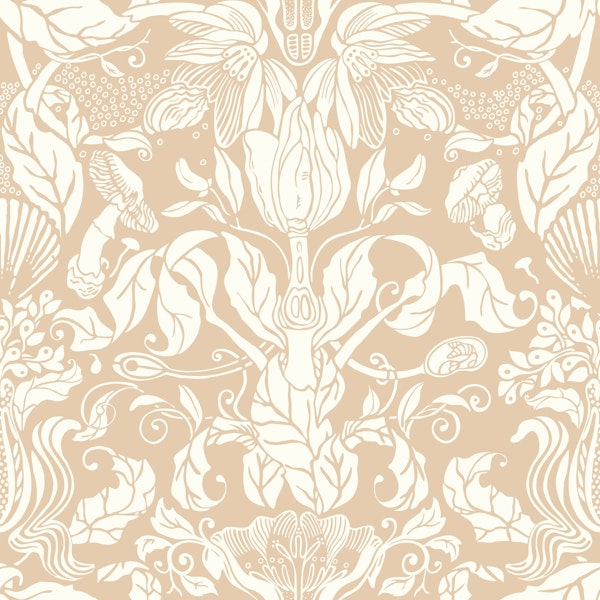 Botanical damask ans shell natural sand