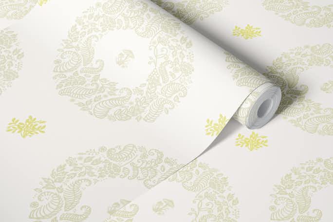 Romantic scandi wreathwallpaper roll