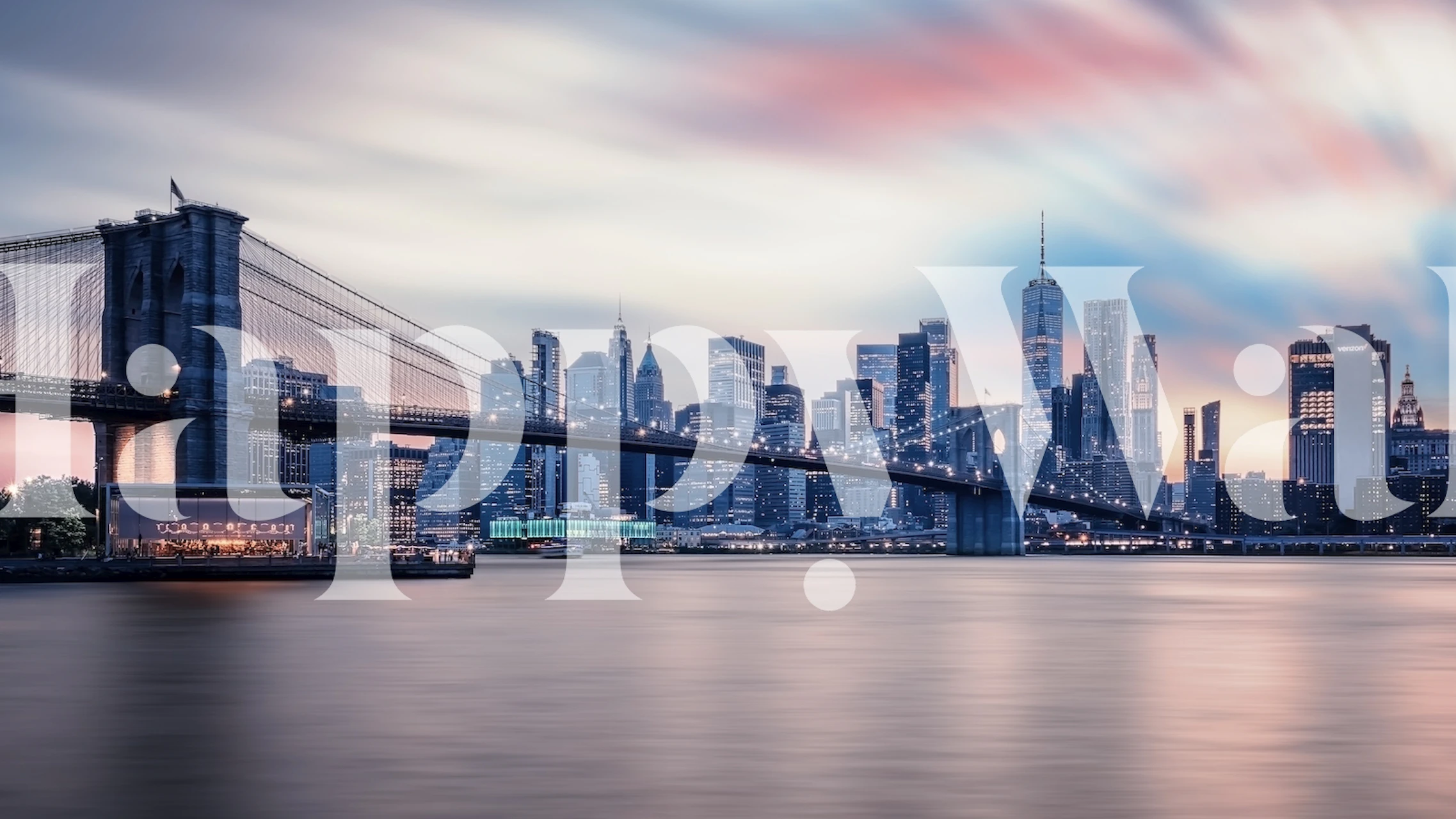 Carta da parati Brooklyn Bridge at sunset in una stanza
