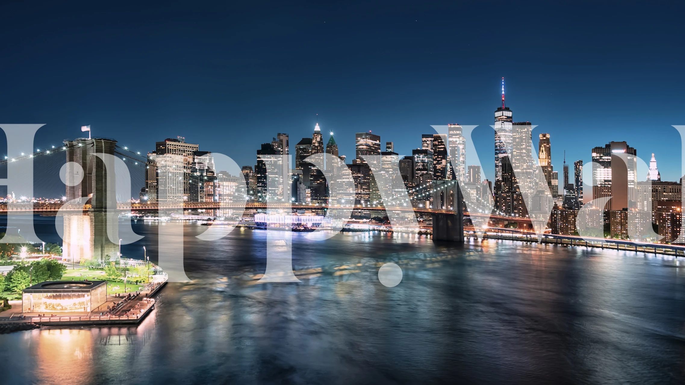 Lower Manhattan By Night skyline tapetdesign