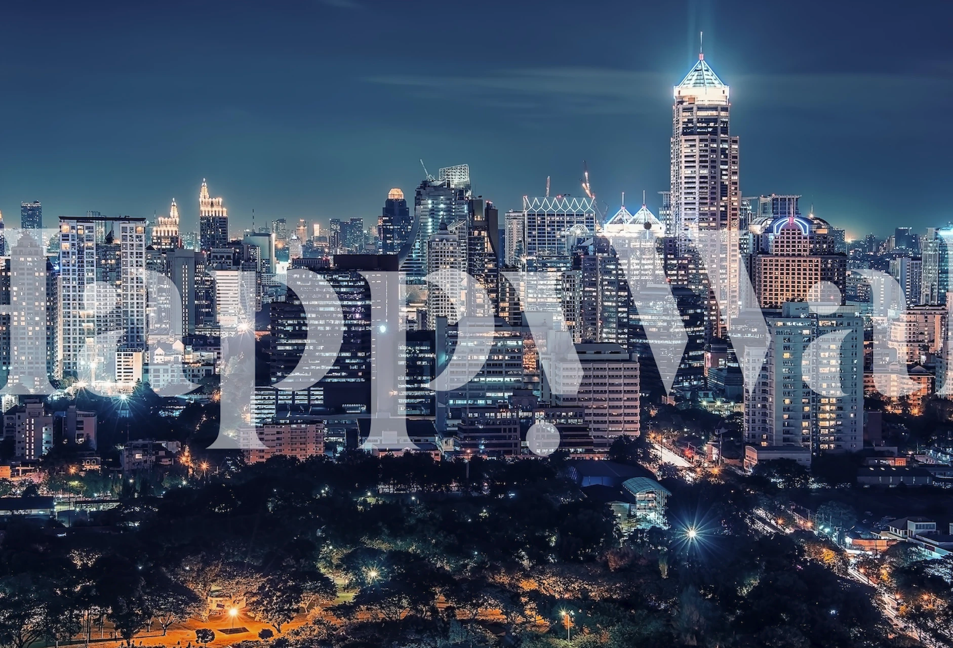 Bangkok city skyline bei Dämmerung Tapete