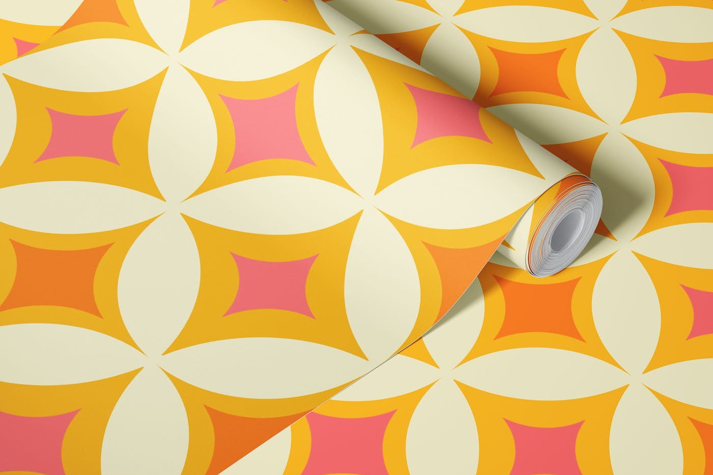 Retro Tiles Dot Pink Pattern wallpaper roll