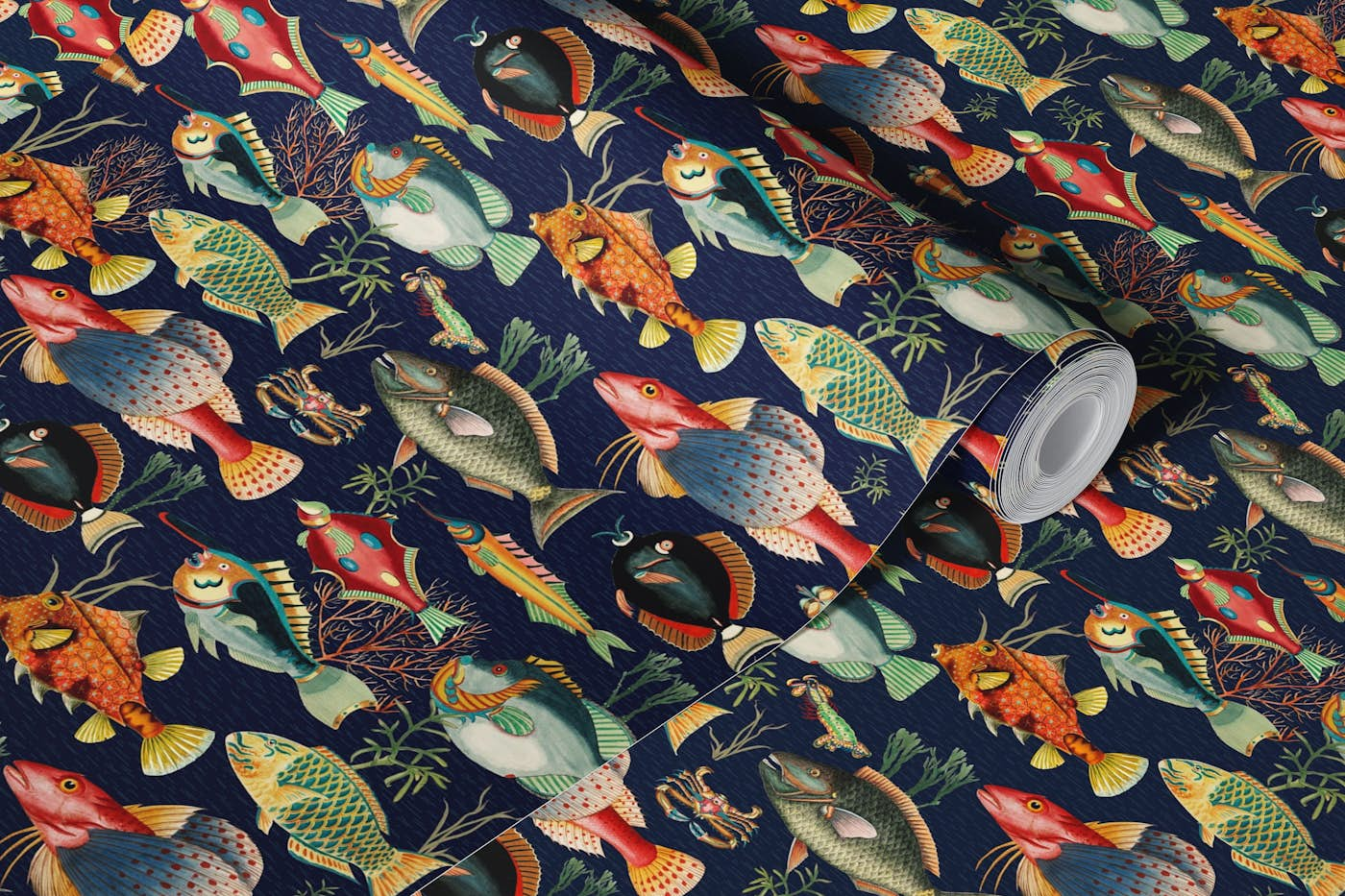 Unveiling the Enigmatic Oceania Pattern: A Deep Dive into Dark Navy Secrets of Louis Renard wallpaper roll