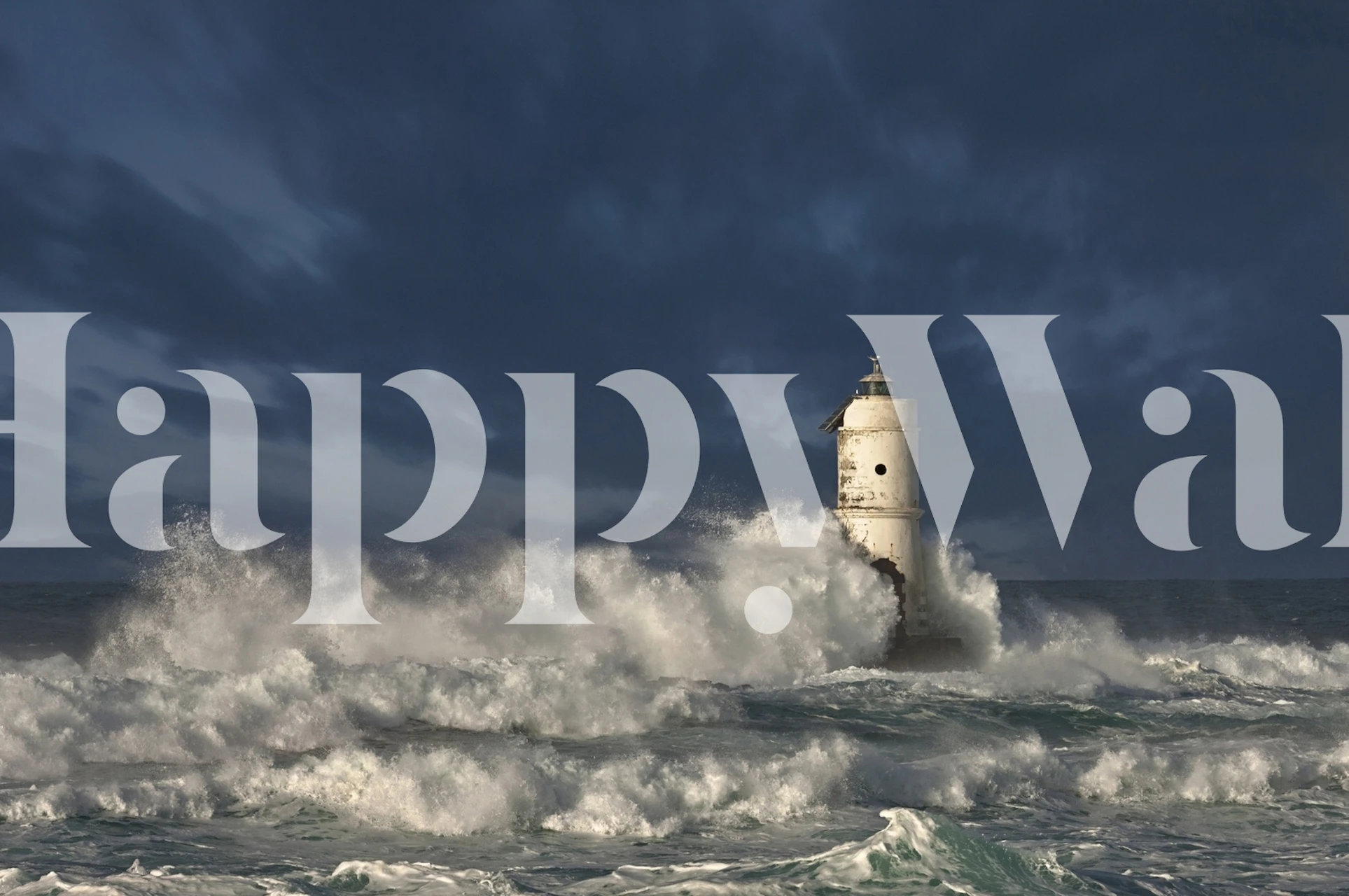 Faro di Mangiabarche lighthouse in Calasetta, Sardinia with stormy seas