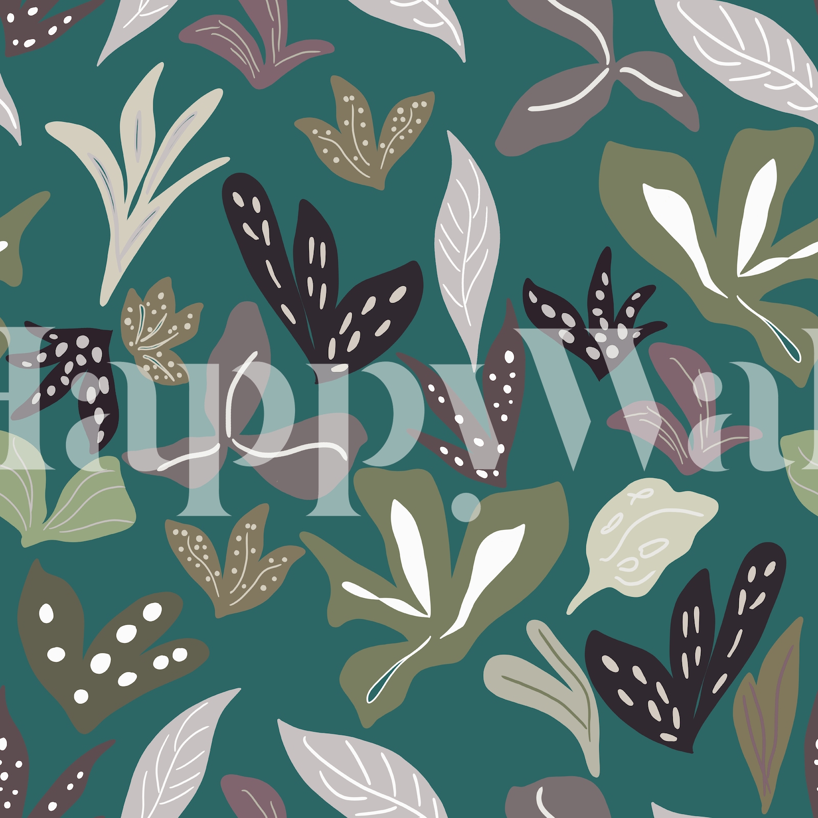 Modern Botanical Leaves Wallpaper