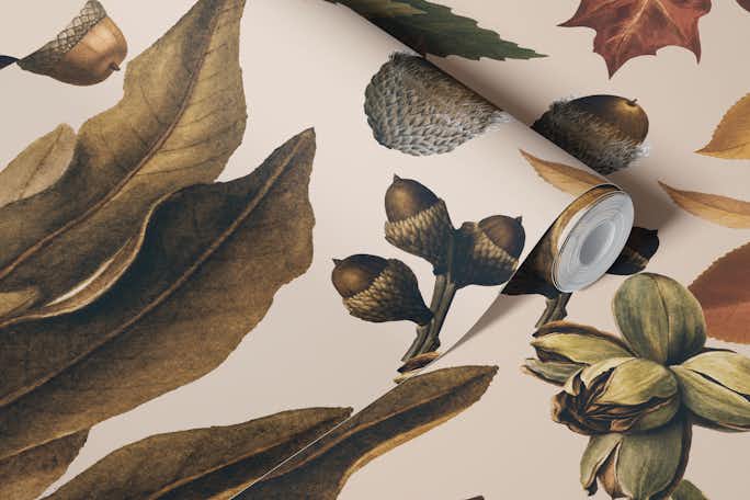 Autumn Vibe Cosy Seasonal Botanical Design In Warm Colorswallpaper roll