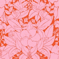 Hibiscus Damask Pattern Red wallpaper