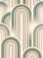 Deco Desert Rainbow Cactus • WALLPAPER 1. Teal, camel and pink carta da parati
