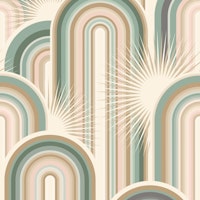 Deco Desert Rainbow Cactus • WALLPAPER 1. Teal, camel and pink papiers peint