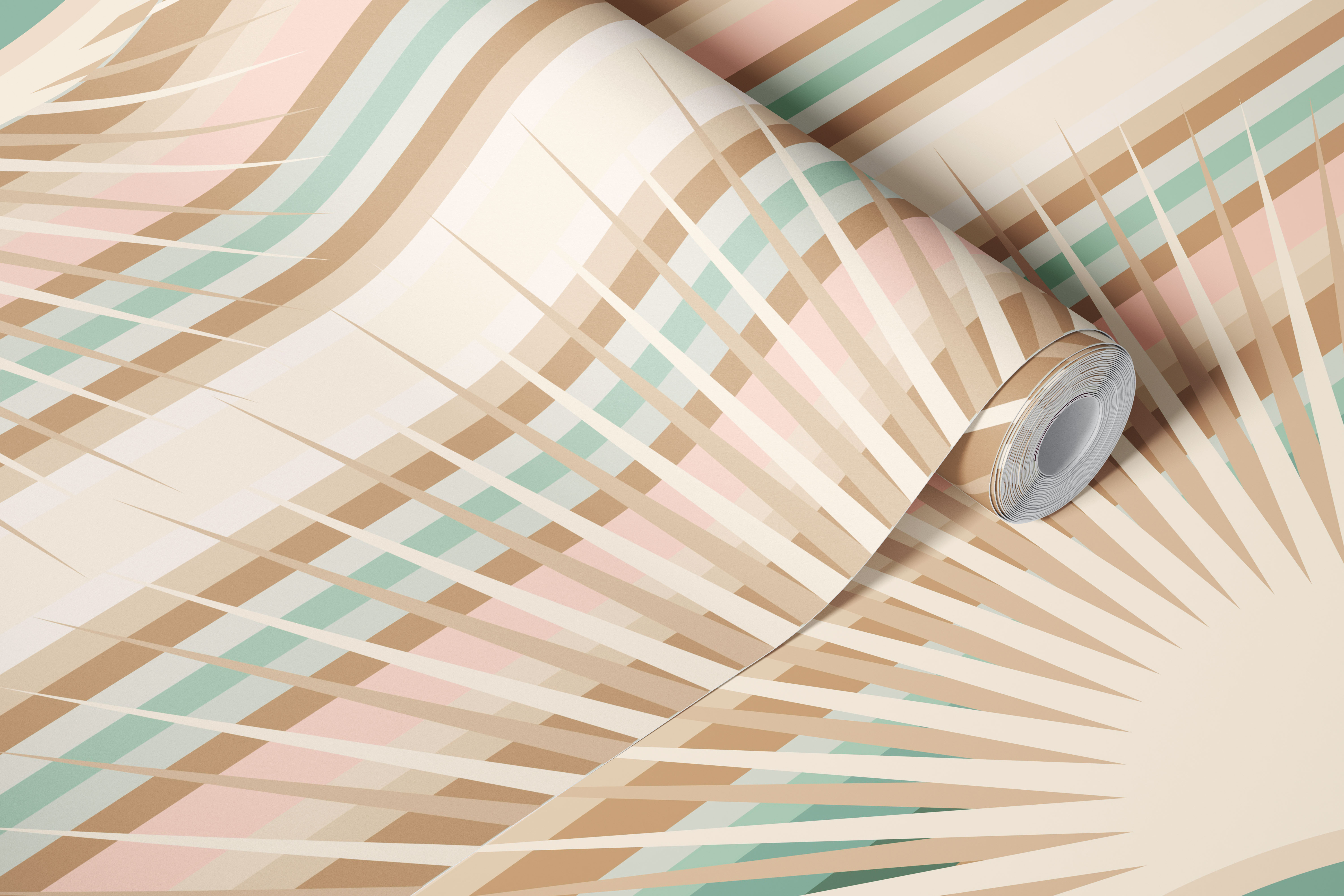 Deco Desert Rainbow Cactus Wallpaper In Room