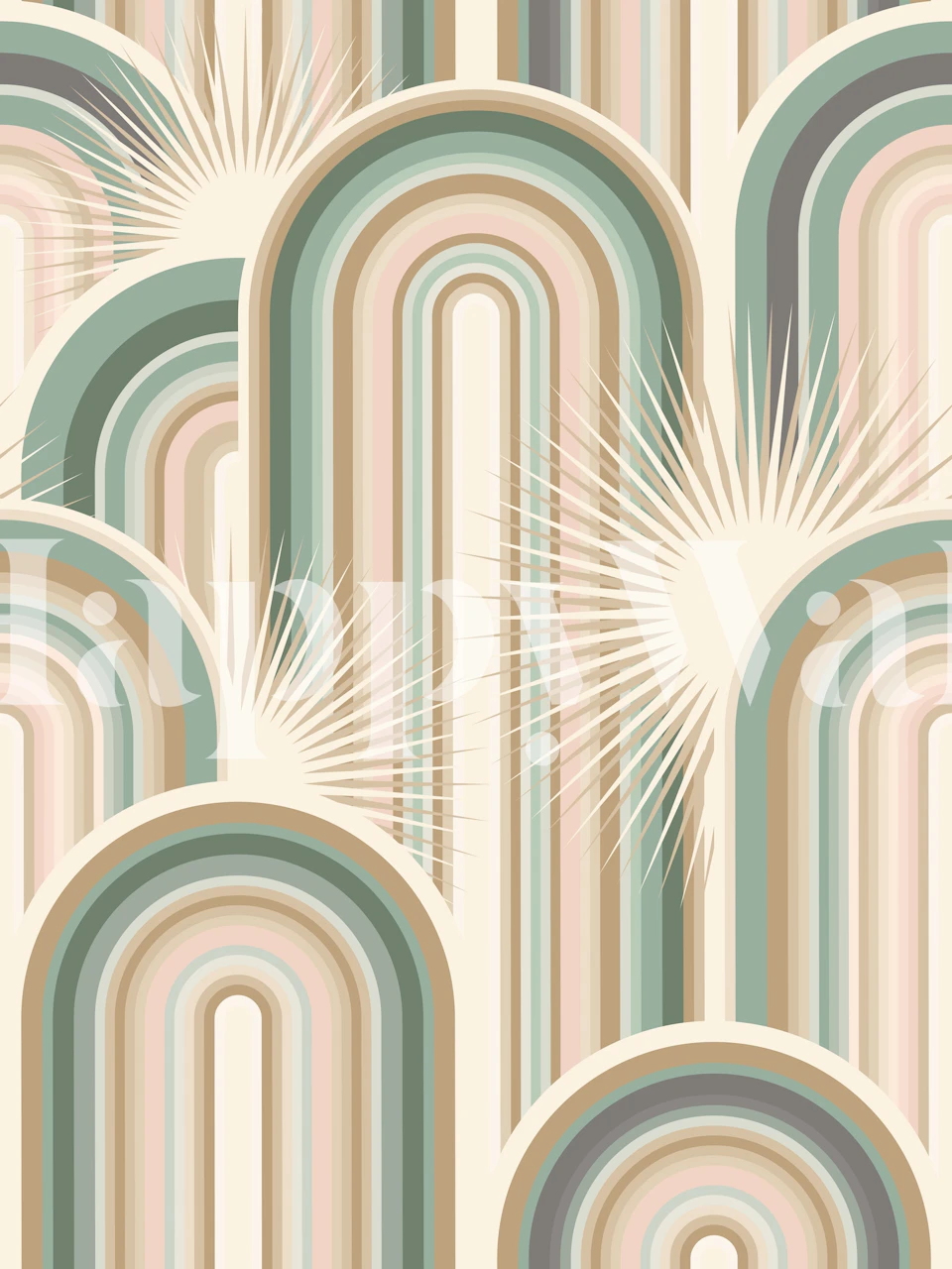 Deco Desert Rainbow Cactus Wallpaper In Room