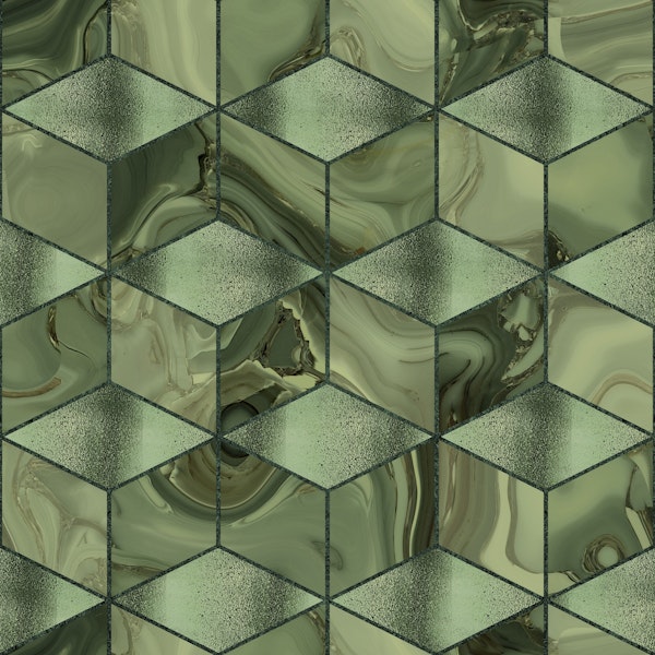 Cubics Modern 3D Marble Foil Geometry Pattern