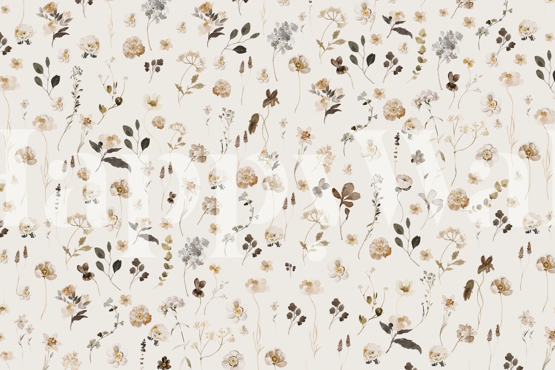 Cottage wildflowers crème wallpaper in a room
