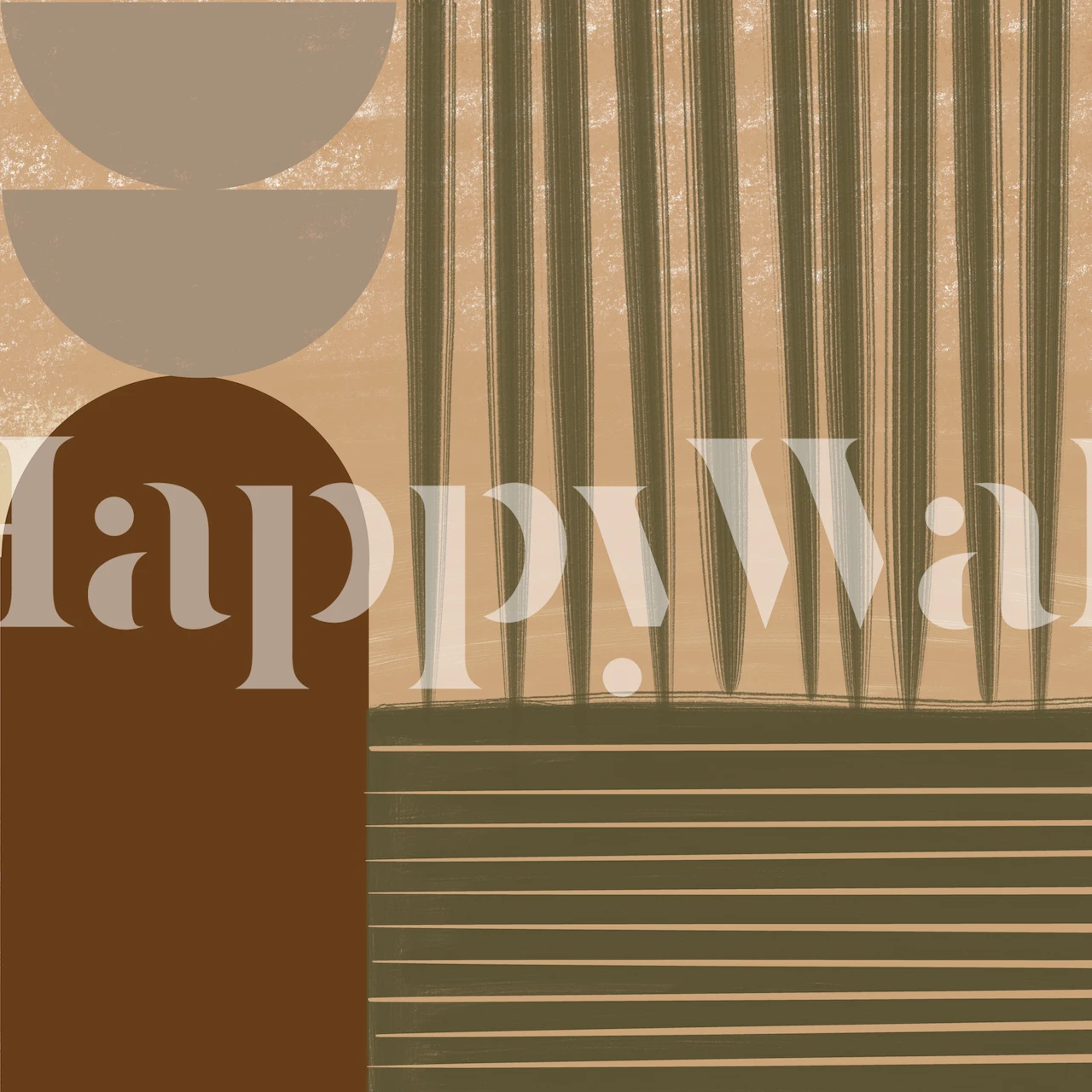 Abstract earth tone shapes with lines and geometric forms wallpaper