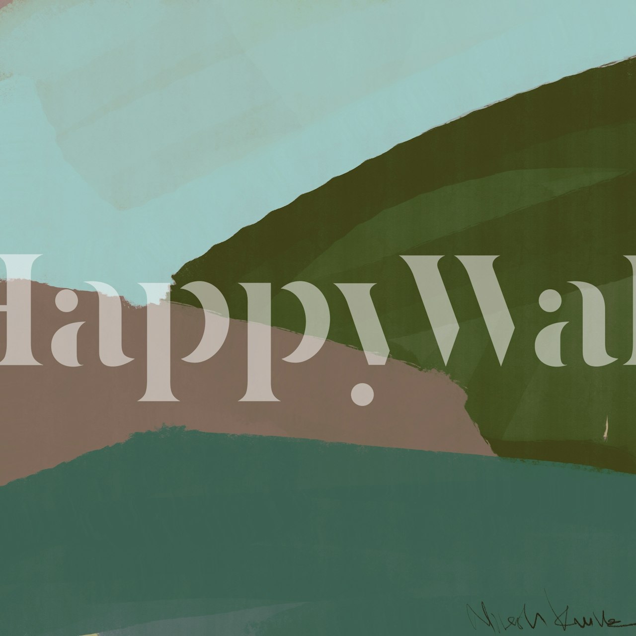 Abstract Paint 04 Green Landscape ταπετσαρία σε ένα δωμάτιο